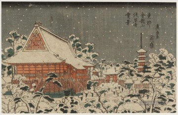  keisai - Schneeszene am sens ji Tempel bei Kinry zan in der östlichen Hauptstadt Keisai Eisen Japaner